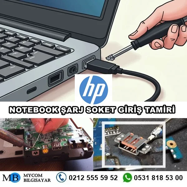hp laptop şarj girişi (Soket) tamiri